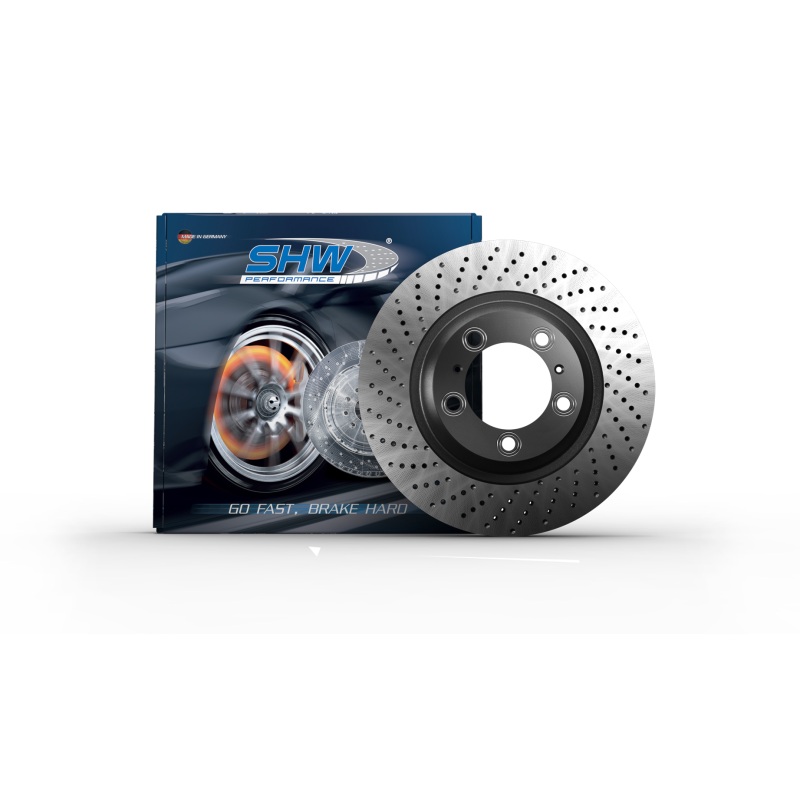 SHW 13-16 Porsche Boxster 2.7L w/o Ceramics Right Front Drilled-Dimpled MB Brake Rotor (98135140201)