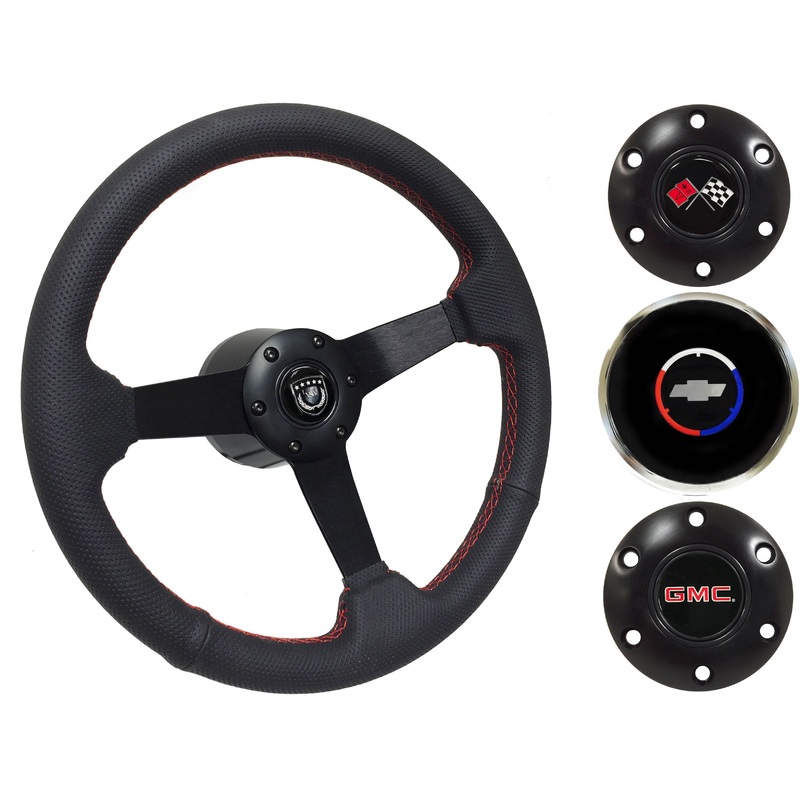 1974-94 Chevy Truck, GMC Steering Wheel Kit | Perforated Black Leather | ST3602BLK