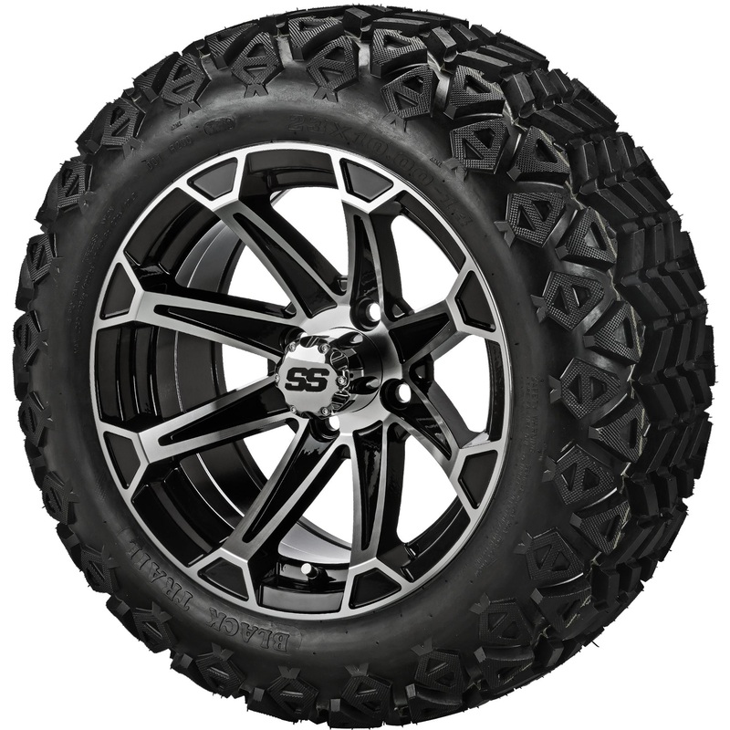 LSI 14″ Viking Black & Machined Wheel and Lifted Tire Combo