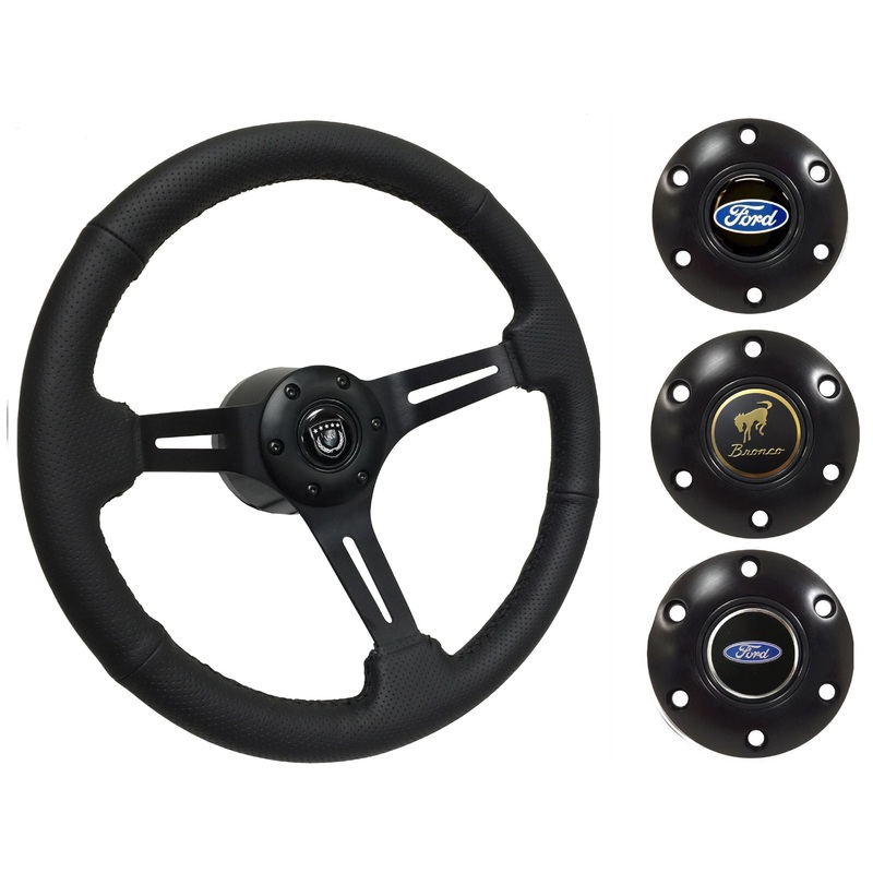 1975-77 Ford Bronco Steering Wheel Kit | Perforated Black Leather | ST3586BLK
