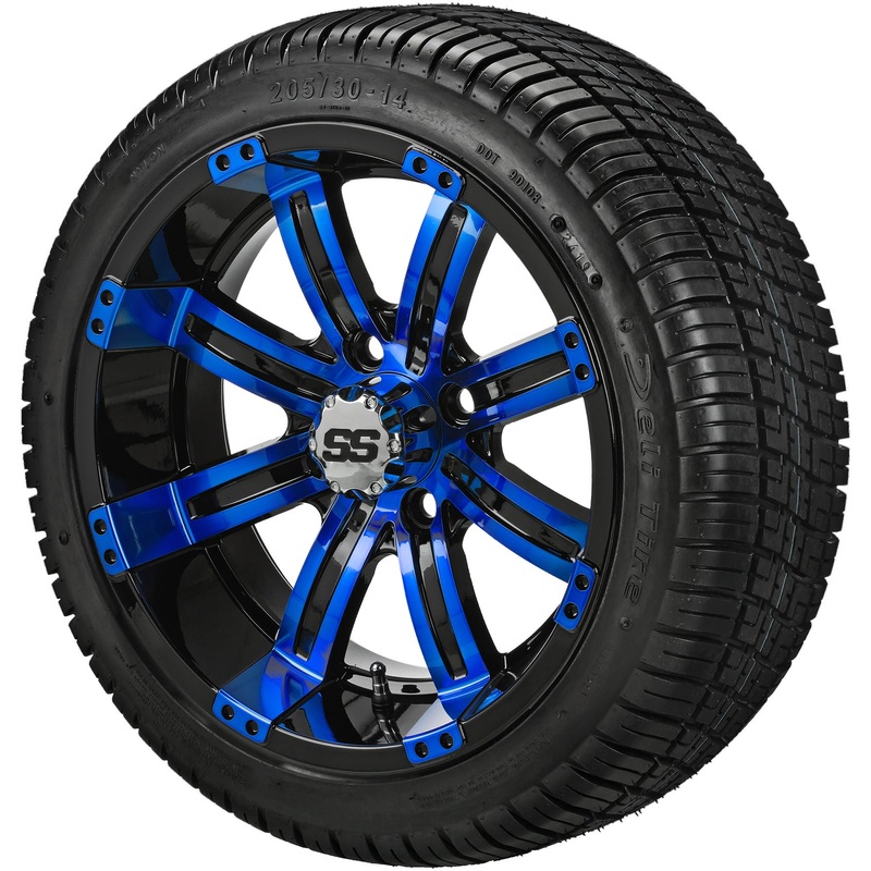 LSI 14″ Casino Black & Blue Wheel and Low Profile Tire Combo