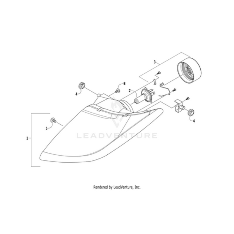 Headlight Left-Assembly(Trl&Spt) (Rb 0509-127) (Inc. 2-3) by Arctic Cat