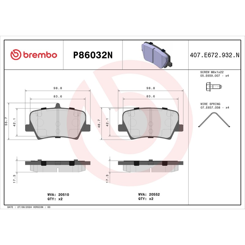 PRIME Ceramic Rear Disc Brake Pad Set – P86032N